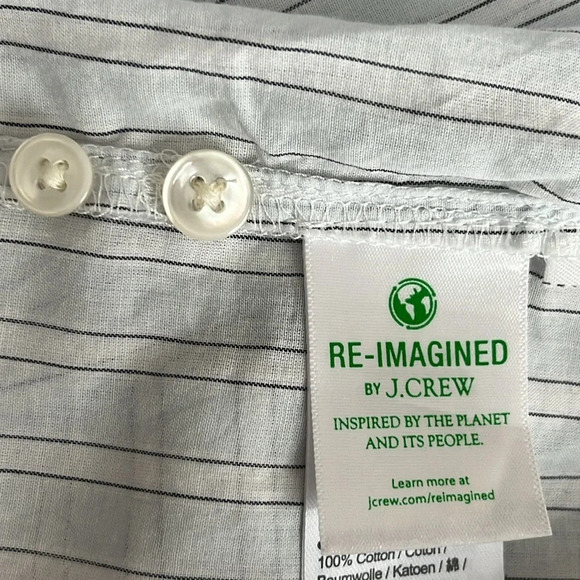 J. Crew Tie Waist Cotton Voile Midi Dress in Sheer Blue Deck Stripe - Size 12 - Picture 8 of 14